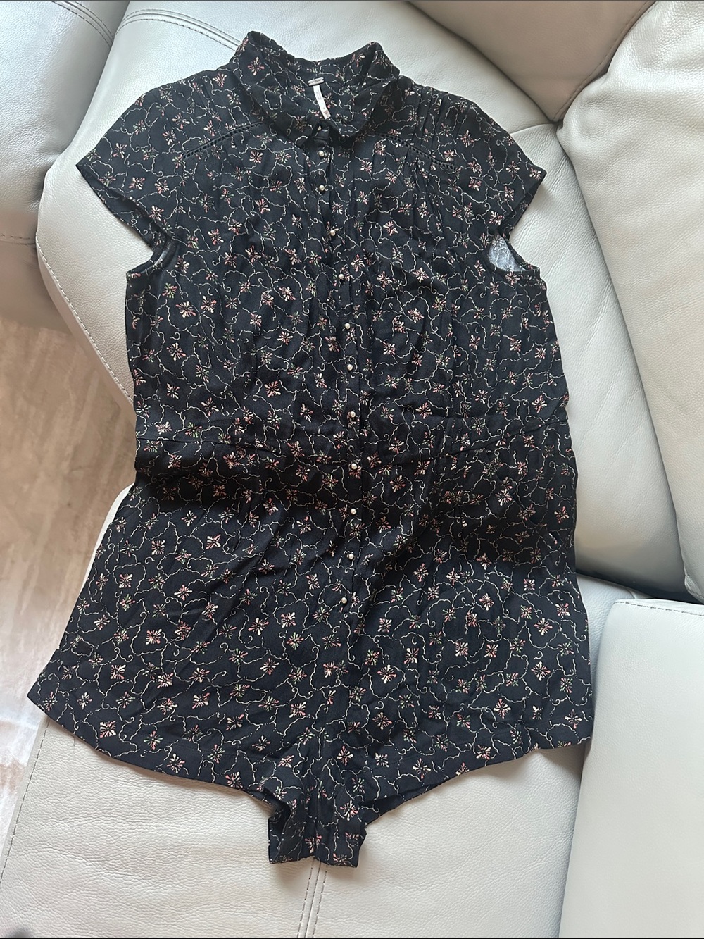 Free People Black Floral One-Piece Romper